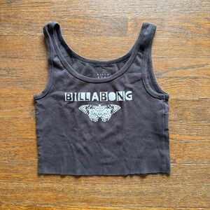 Billabong Black Tank Top with White Logo Print